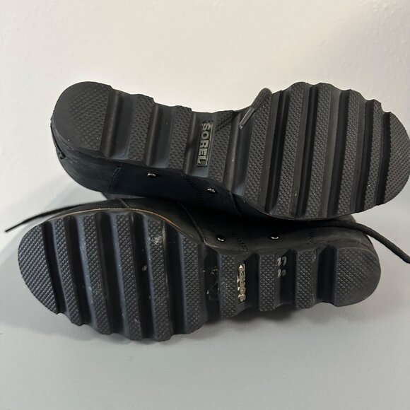 Sorel Joan Of Arctic Suede Wedge Lace Up Mid Calf Boots Size 8 Black Winter - Picture 13 of 13